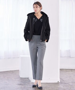 Tiaclasse 【洗える】刺繍リブニットトップス ブラック