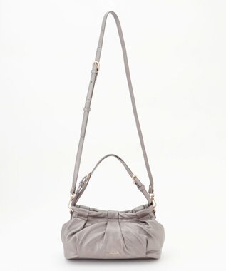 LA BAGAGERIE シープレザー　ギャザーミニバッグ ガンメタリック