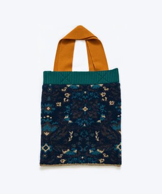 COQ FOREST MEMORY 花柄ニットトートバッグ ネイビー
