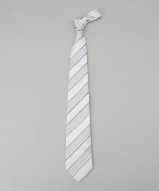 GOTAIRIKU 【WEAR BLACK】フォーマル用_ストライプ ネクタイ シルバー系1