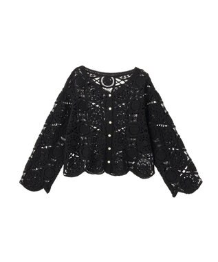 AMERICAN HOLIC クロシェニットVネックカーディガン Black