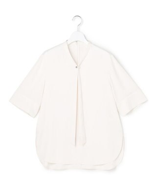 ICB 【先行予約】ストレッチシルキーツイル タイブラウス