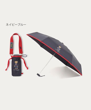 MOONBAT POLO RALPH LAUREN(ポロ ラルフローレン)FLAG BEAR 無地 5段折りたたみ傘 簡単開閉 ネイビーブルー