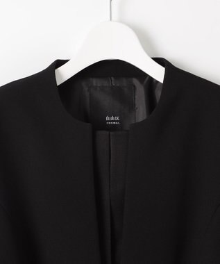 自由区 FORMAL 【ウォッシャブル対応】ドビーボーダーリボン ジャケット+ワンピース ブラック系