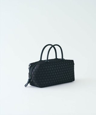 MIYABIYA LAQUOH【撥水加工】篭目柄エンボスボンディング ミニボストン ブラック