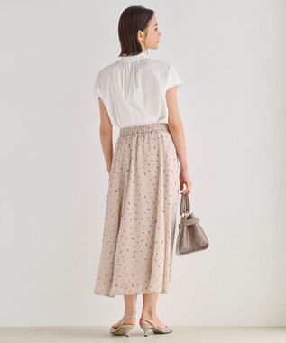 自由区 【XSサイズ～/洗える】ドローイングタッチプリント ギャザースカート アイボリー系5