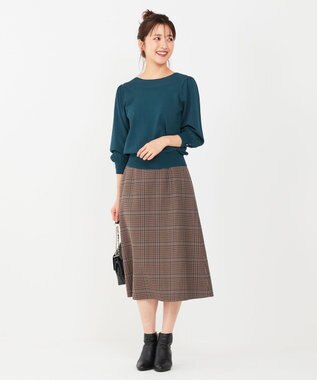 ANY SIS 【洗える】パフスリーブ ニット ダークグリーン