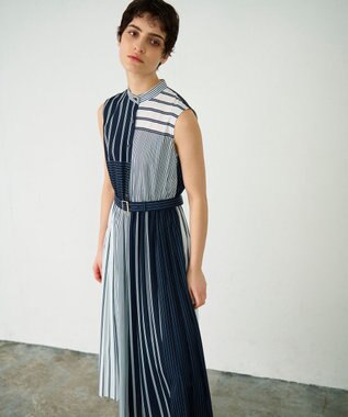 GRACE CONTINENTAL ストライププリントワンピース ネイビー
