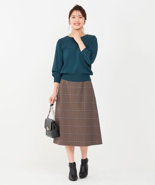 ANY SIS 【洗える】パフスリーブ ニット ダークグリーン