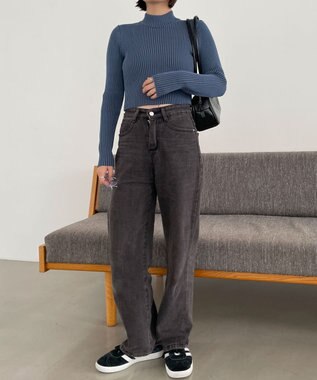 WEGO リブハイネックショートニット ブルー