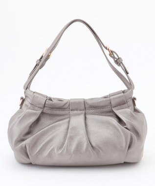 LA BAGAGERIE シープレザー　ギャザーミニバッグ ガンメタリック