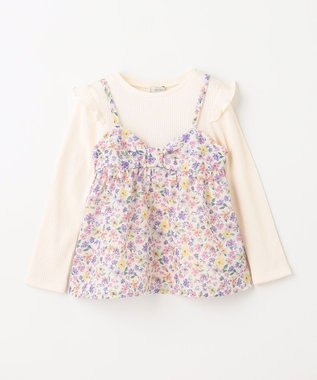 ANY KIDS 花柄キャミセット 長袖 Tシャツ エクリュ×エクリュ系花柄