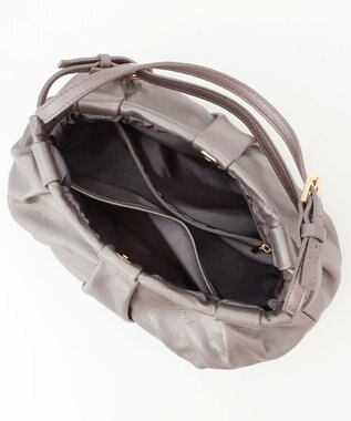 LA BAGAGERIE シープレザー　ギャザーミニバッグ ガンメタリック