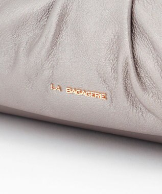 LA BAGAGERIE シープレザー　ギャザーミニバッグ ガンメタリック