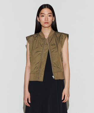 NAVE 【Nave　洗える】リサイクルツイル ノースリーブブルゾン カーキ系