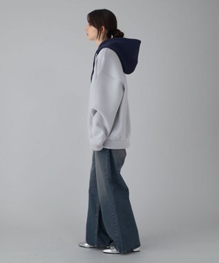WEGO 【ユニセックス着用ITEM/MLサイズ展開】ワンポイントバイカラープルパーカー ライトグレー