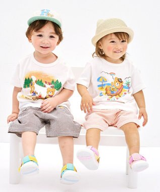 MIKI HOUSE HOT BISCUITS 【家族でおそろい】【80-120cm】アウトドアデザイン 半袖Tシャツ グリーン