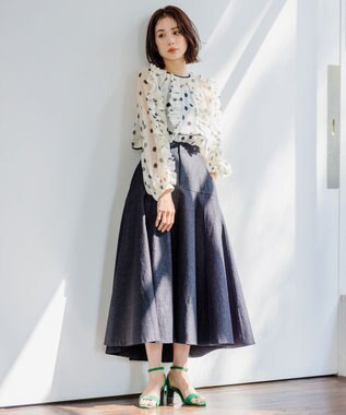 組曲 L 【組曲×setsuko sagittaire】ストレッチデニムスカート ブラック系