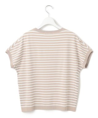 23区 L 【新色追加/洗える】レーヨンポリエステルストレッチ プルオーバー ニット ベージュ×オフ