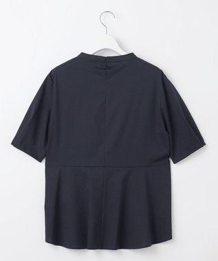 J.PRESS LADIES プレーティングジャージー ペプラム カットソー ネイビー系