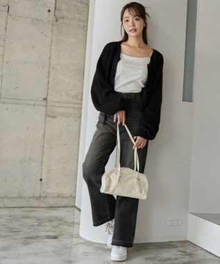 WEGO 【2024年秋冬新色カラー追加★】リボン2WAYカーデ ブラック