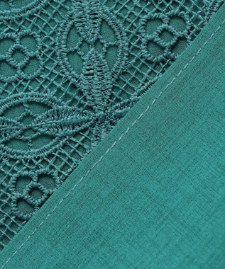 自由区 S ジオメトリックレース ブラウス ターコイズ