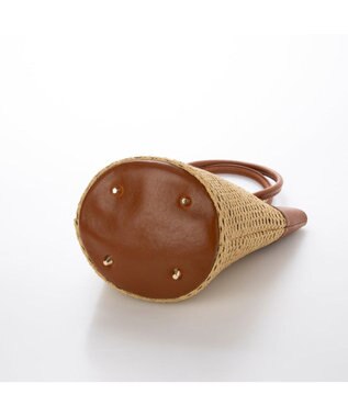 UNBILLION ペルケ perche / エステルメッシュ・牛革丸手2wayバケツバッグ キャメル