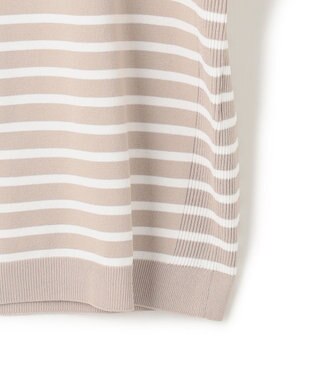 23区 L 【新色追加/洗える】レーヨンポリエステルストレッチ プルオーバー ニット ベージュ×オフ