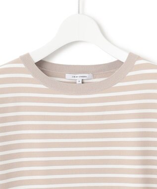 23区 L 【新色追加/洗える】レーヨンポリエステルストレッチ プルオーバー ニット ベージュ×オフ