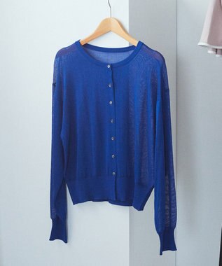 earth music&ecology 【予約】接触冷感シアークルーニットカーディガン ブルー