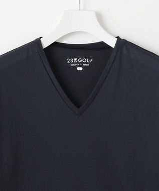 23区GOLF 【MEN】【吸水速乾・UVケア】３０ｄインナー Vネックカットソー ネイビー系