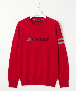 23区GOLF 【MEN】【ウォッシャブル】ウールブレンド ロゴニット レッド系