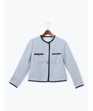 Te chichi ライトツイードバイカラージャケット《2026 spring catalog item》 ブルー