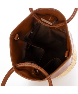 UNBILLION ペルケ perche / エステルメッシュ・牛革丸手2wayバケツバッグ キャメル