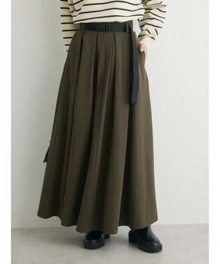 Green Parks ・ｎｏｖｅｍ９　ガチャベルト付フレアスカート Khaki
