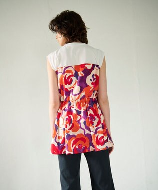 GRACE CONTINENTAL ペイントカラープリントトップ オレンジ