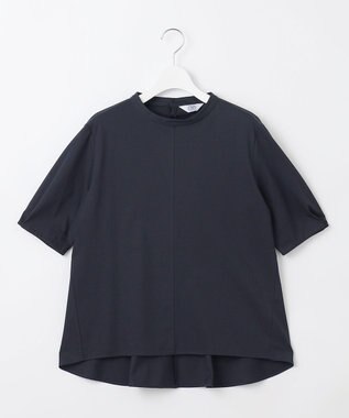 J.PRESS LADIES プレーティングジャージー ペプラム カットソー ネイビー系