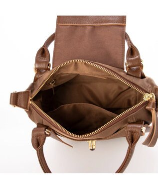 UNBILLION ペルケ perche / ナイロン×牛革かぶせジェムストーン2wayショルダーバッグ ブラウン