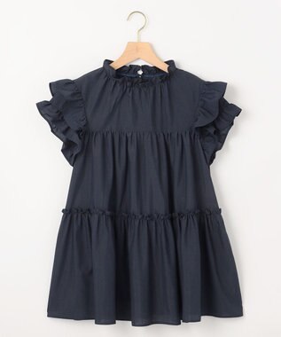 組曲 【WEB限定】ナイロンレーヨン チュニック ブラウス ネイビー系