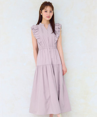 Feroux ショルダーフリルティアード ワンピース ライラック系