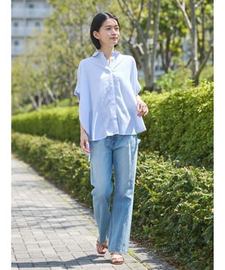 AMERICAN HOLIC サラックールフレンチスリーブシャツ Stripe Ivory