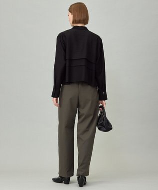 ICB L 【洗える】 ワッシャーツイル クロップドブラウス ブラック系