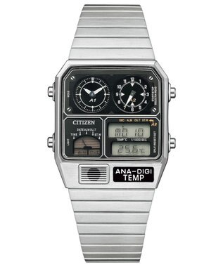 CITIZEN 【特定店取扱いモデル】レコードレーベル 1980年代に一世を風靡したアナデジテンプ シルバー
