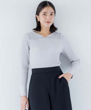 組曲 Elenaリブニット プルオーバー ライトグレー系