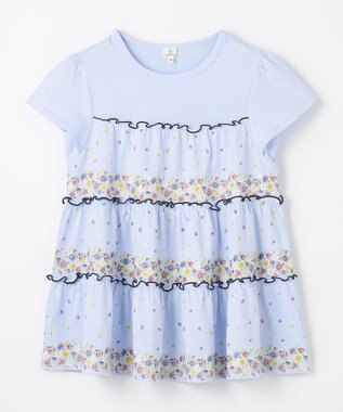 組曲 KIDS 【150-160㎝】ティアードフラワー チュニック サックスブルー