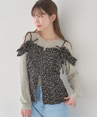 earth music&ecology フラワーペプラムビスチェ Black