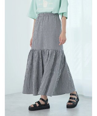 earth music&ecology ギンガムチェックマーメイドスカート Black
