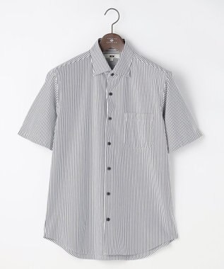 JOSEPH ABBOUD 【ジャージー素材・ストレッチ・イージーケア】コンパクトジャージーストライプシャツ ネイビー系1