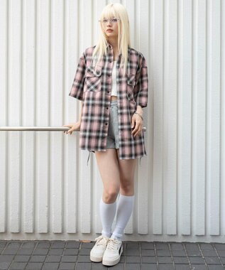 WEGO 【ユニセックス着用ITEM/SMLサイズ展開】オンブレチェックシャツ（SS） 柄3