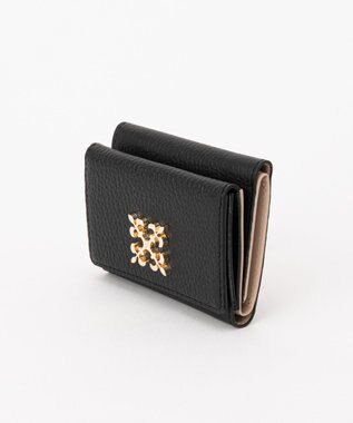 russet 《soeru》モノグラムプレート三つ折りウォレット(SO-397) Black/BE